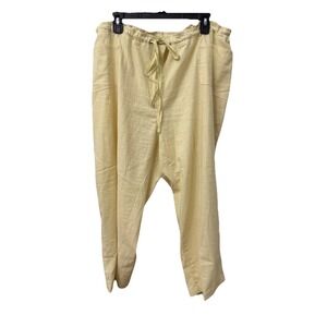 Selene Sport Light Yellow Linen Rayon Drawstring Pants sz 2x Pockets Vacation